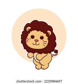 happy cute lion adorable cartoon doodle