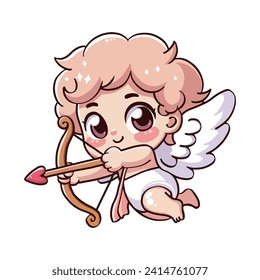 happy Cute little angel, baby cupid, god eros. Valentine's day cartoon vector