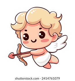 fröhlicher kleiner Engel, Baby cupid, Gott eros. Valentinstag-Cartoon-Vektorgrafik