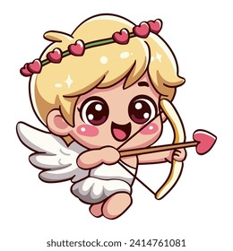 fröhlicher kleiner Engel, Baby cupid, Gott eros. Valentinstag-Cartoon-Vektorgrafik