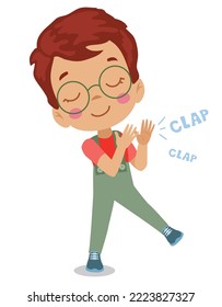 happy cute little boy clapping