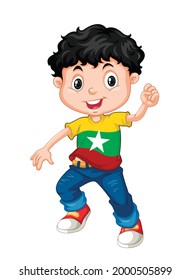 happy cute little boy. Flat vector illustration. Little kid.
