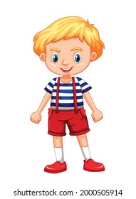 niño lindo y feliz. Ilustración vectorial plana. Niño pequeño.