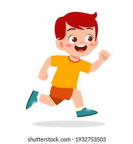 happy cute little boy running so fast