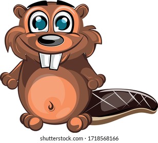 
happy, cute little cheerful beaver.