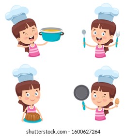 Happy Cute Little Chef Cooking