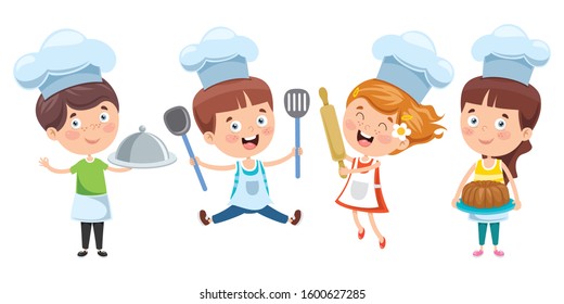 Happy Cute Little Chef Cooking