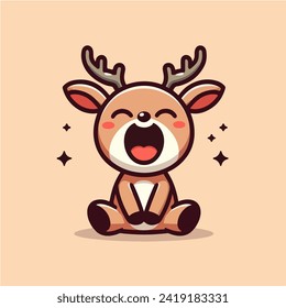 happy cute little deer cartoon character mascot