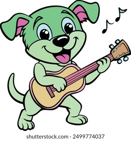 Happy Cute Little Dog flat vector art illustration features an adorable, joyful pup in a minimalist style. With bright colors and simple lines, it adds charm and cheer to any project