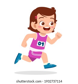 happy cute little girl run in marathon game