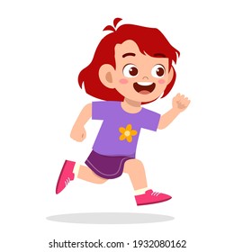 happy cute little girl running so fast