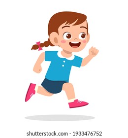 happy cute little girl running so fast