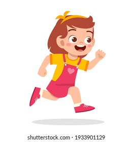 happy cute little girl running so fast