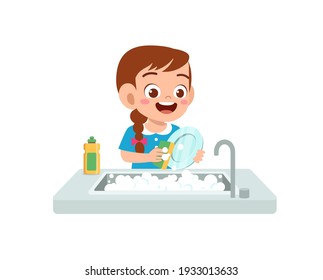 2,517 Little Girl Washing Dishes Images, Stock Photos & Vectors ...