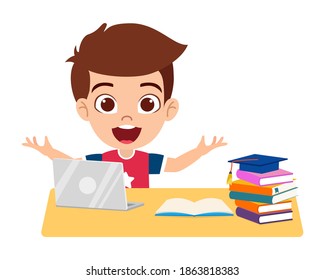 Happy Cute Little Kid Books Doing Stock Vector (royalty Free 