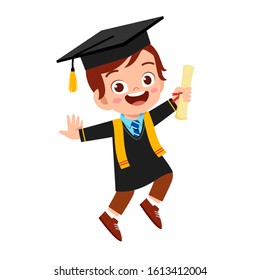 happy cute little kid boy graduate from school