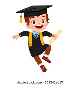 happy cute little kid boy graduate from school