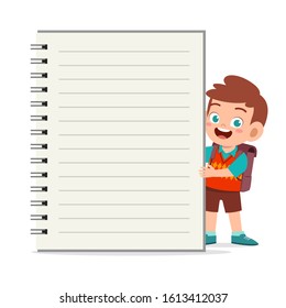 happy cute little kid boy notebook template