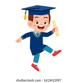 happy cute little kid boy graduate from school