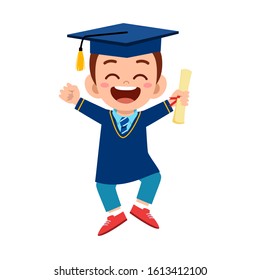 happy cute little kid boy graduate from school