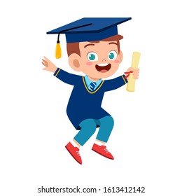 happy cute little kid boy graduate from school