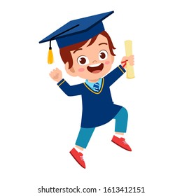 happy cute little kid boy graduate from school