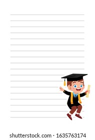 happy cute little kid boy notebook school