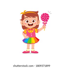 happy cute little kid boy and girl celebrate Halloween wears clown costume