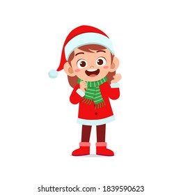happy cute little kid boy and girl wearing red christmas costume