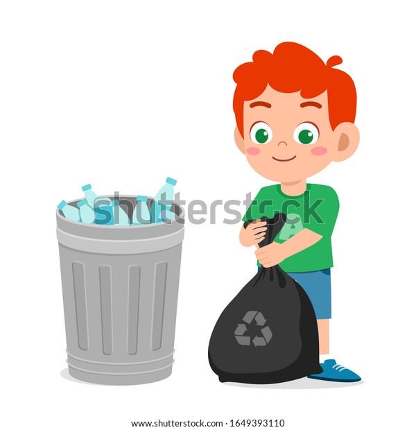 Happy Cute Little Kid Boy Collect Stock Vector (Royalty Free ...