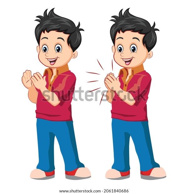 Happy Cute Little Kid Boy Standing Stock Vector (Royalty Free) 2061840686