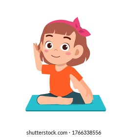 happy cute little kid doing exercise