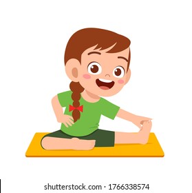 Happy Cute Little Kid Doing Exercise