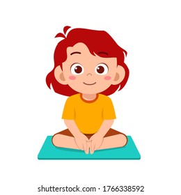 happy cute little kid doing exercise