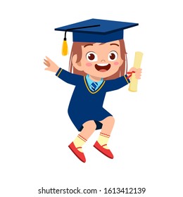 happy cute little kid girl graduate from school