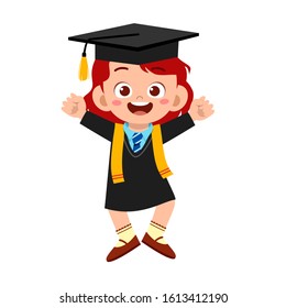 happy cute little kid girl graduate from school