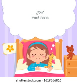 happy cute little kid girl sleep in bed room