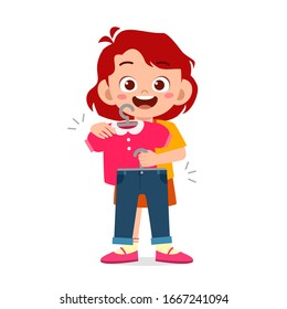 happy cute little kid girl choose clothes
