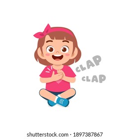 happy cute little kid girl standing and clap the hand