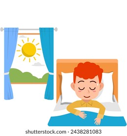 Happy cute little kid girl sleep in the day