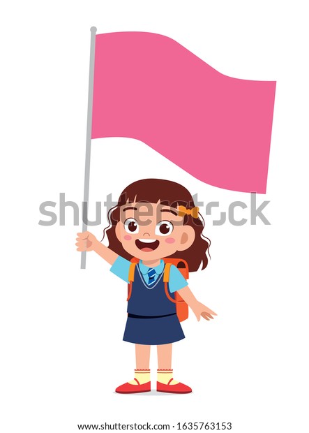 Happy Cute Little Kid Girl Holding Stock Vector (Royalty Free ...