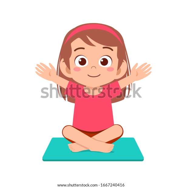 Happy Cute Little Kid Girl Practice Stock Vector (Royalty Free) 1667240416