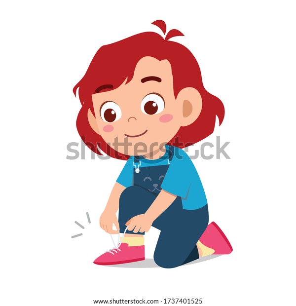 Happy Cute Little Kid Girl Tie Stock Vector (Royalty Free) 1737401525 ...