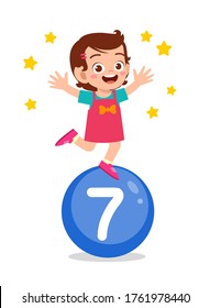 happy cute little kid study math number
