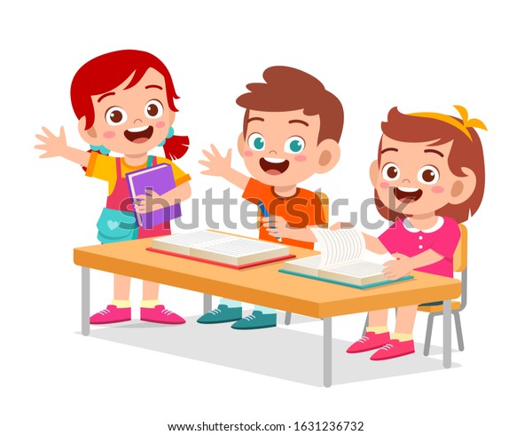 Happy Cute Little Kids Boy Girl Stock Vector (Royalty Free) 1631236732