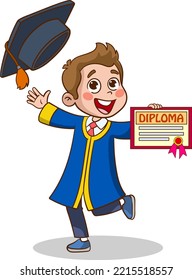 Happy Cute Little Kids Graduate School Stock Vector (Royalty Free ...