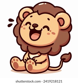 happy cute little lion cartoon character mascot