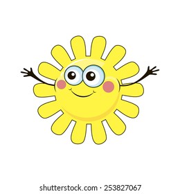 Happy cute little sun. Collection of natural phenomena in cartoon style