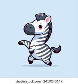 happy cute little zebra cartoon character mascot