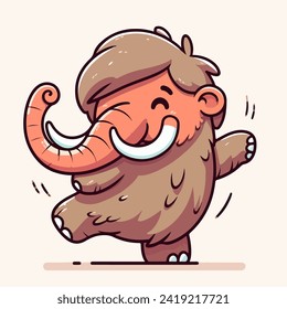 happy cute mammoth cartoon character mascot